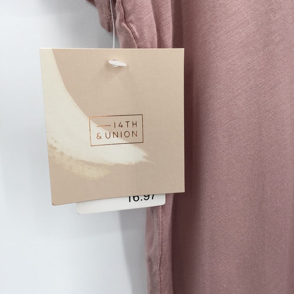 14th & Union Mock Neck Tie Back T-Shirt Top Blush Medium - Picture 4 of 5